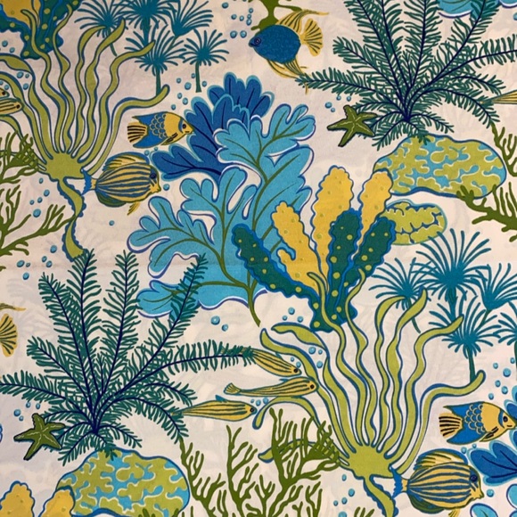 2 Yards 56” Wide Screen-print Ocean Scene Indoor/Outdoor Water Repellant Fabric - Picture 1 of 4